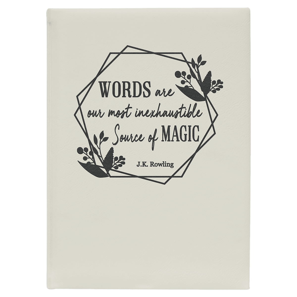 White Lasered Leatherette Journal with Lined Paper