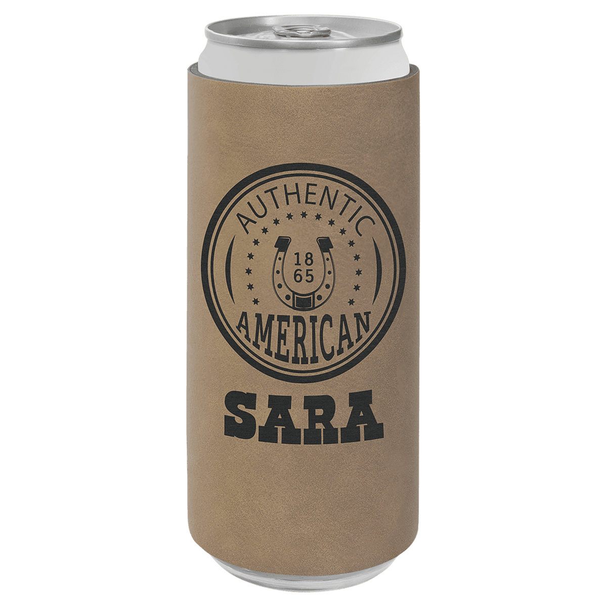 Light Brown Leatherette Slim Beverage Holder