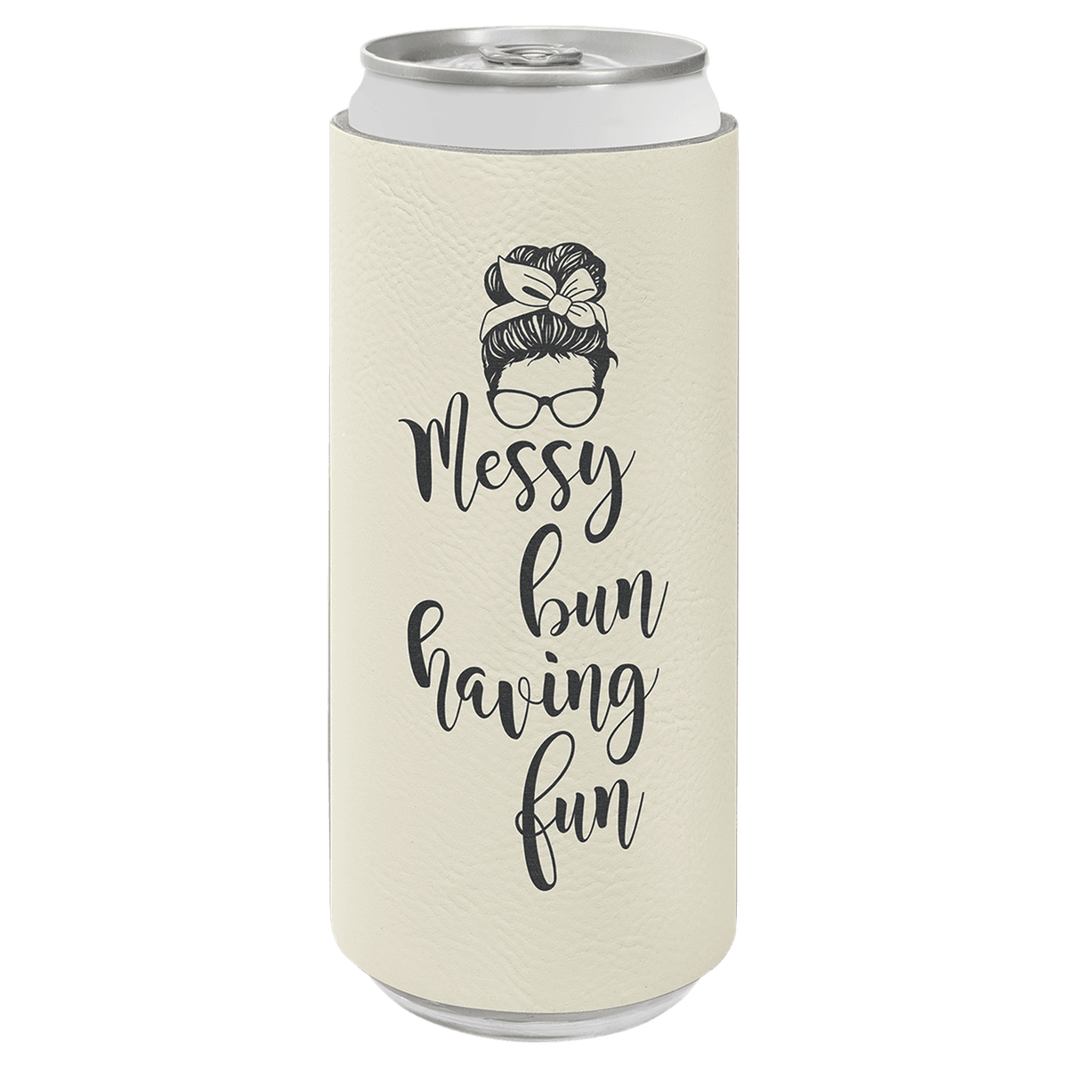 White Leatherette Slim Beverage Holder