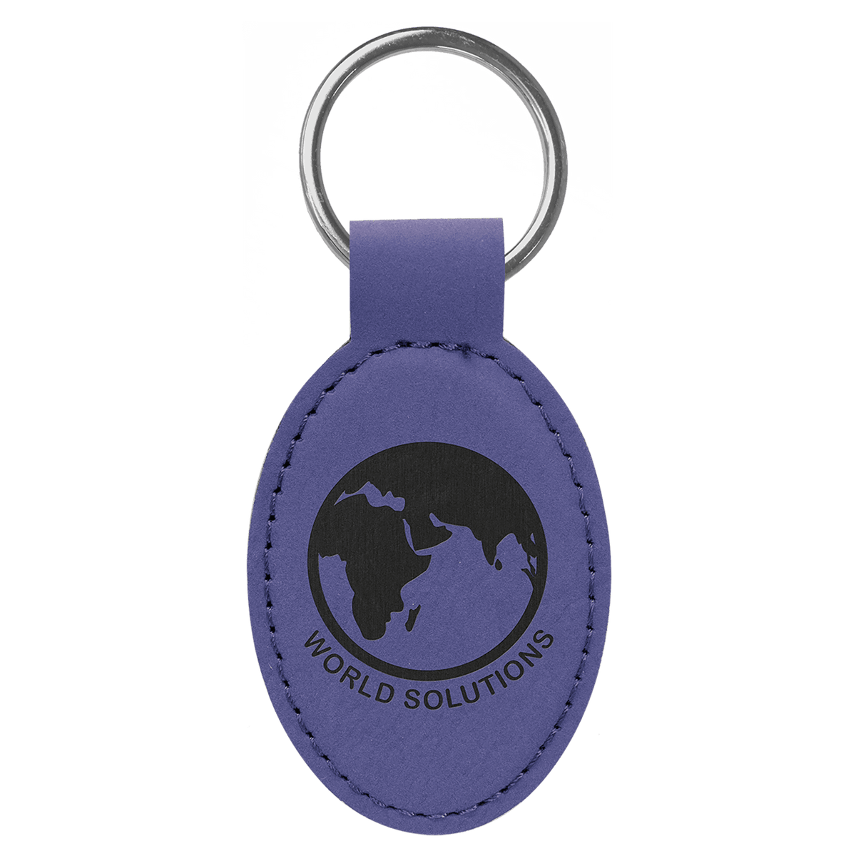 Purple Leatherette Oval Keychain