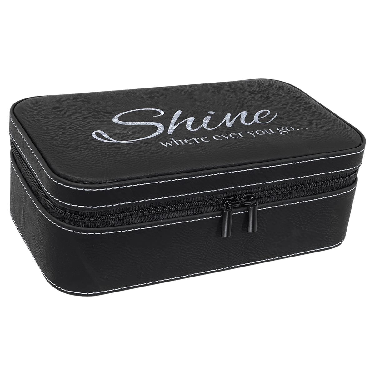 Black/Silver Large Leatherette Jewelry Box
