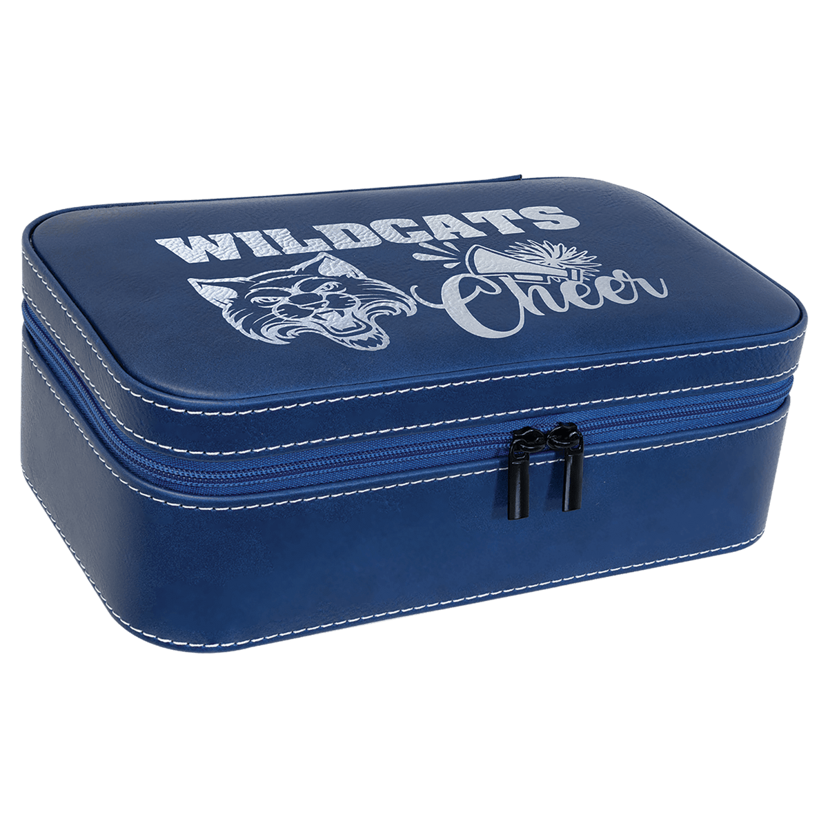 Blue/Silver Large Leatherette Jewelry Box