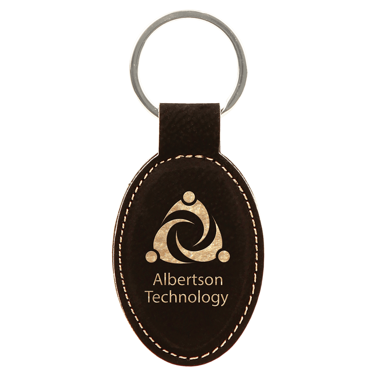 Black/Gold Leatherette Oval Keychain