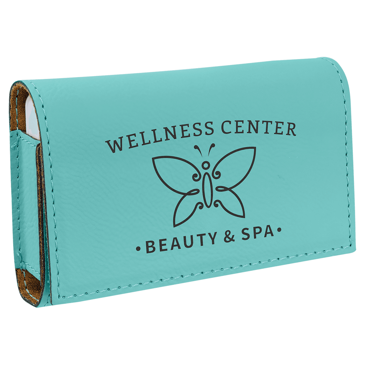 Teal Lasered Leatherette Pill Box with Separate Adjustable Containers