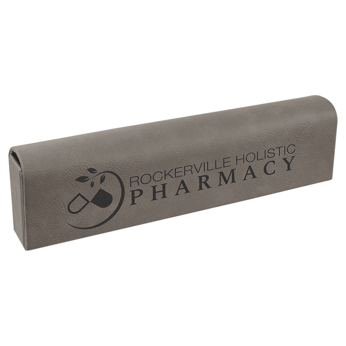 Gray Lasered Leatherette Pill Box with Days of the Week Organizer