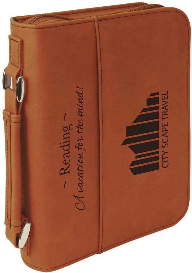 Rawhide Leatherette Book/Bible Cover with Zipper & Handle