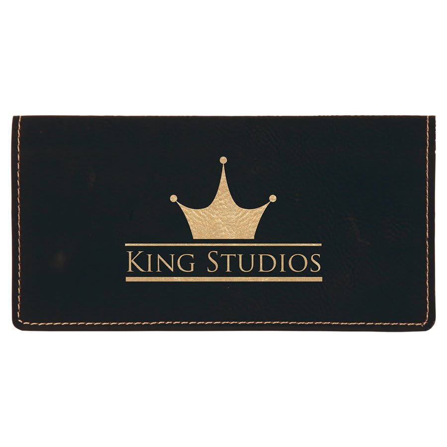 Black/Gold Leatherette Checkbook Cover