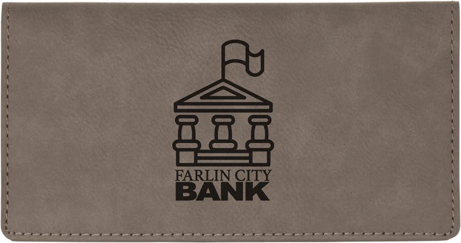 Gray Leatherette Checkbook Cover