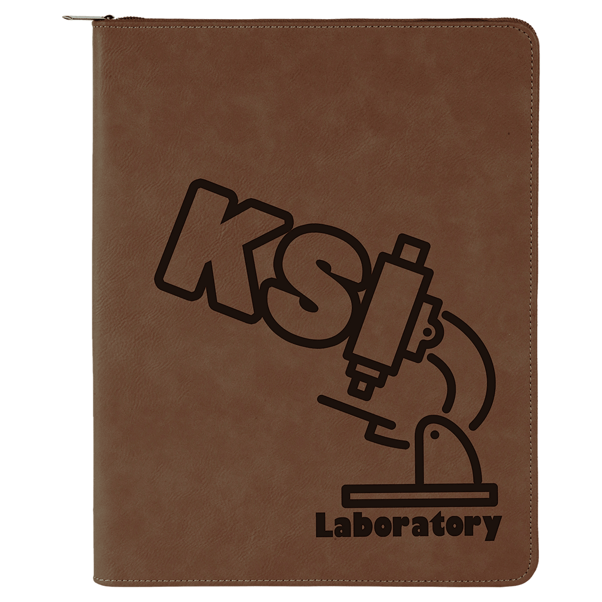 Dark Brown Leatherette Portfolio with Zipper & Notepad