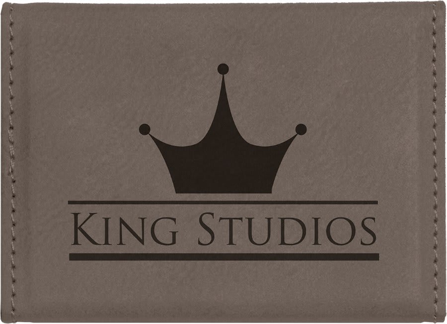 Gray Leatherette Hard Business Card Holder