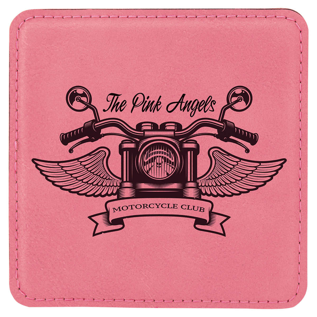 Pink Square Leatherette Coaster