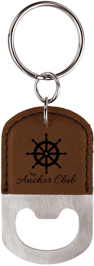Dark Brown Leatherette Oval Bottle Opener Keychain