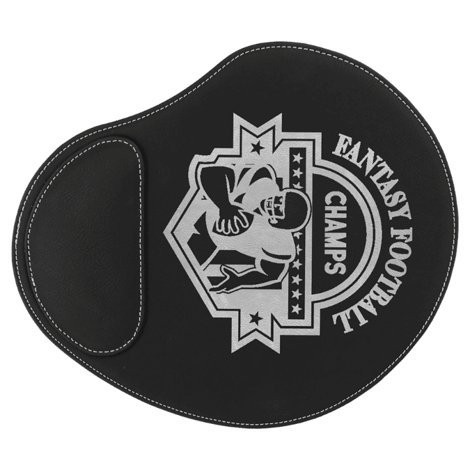 Black/Silver Laserable Leatherette Mouse Pad