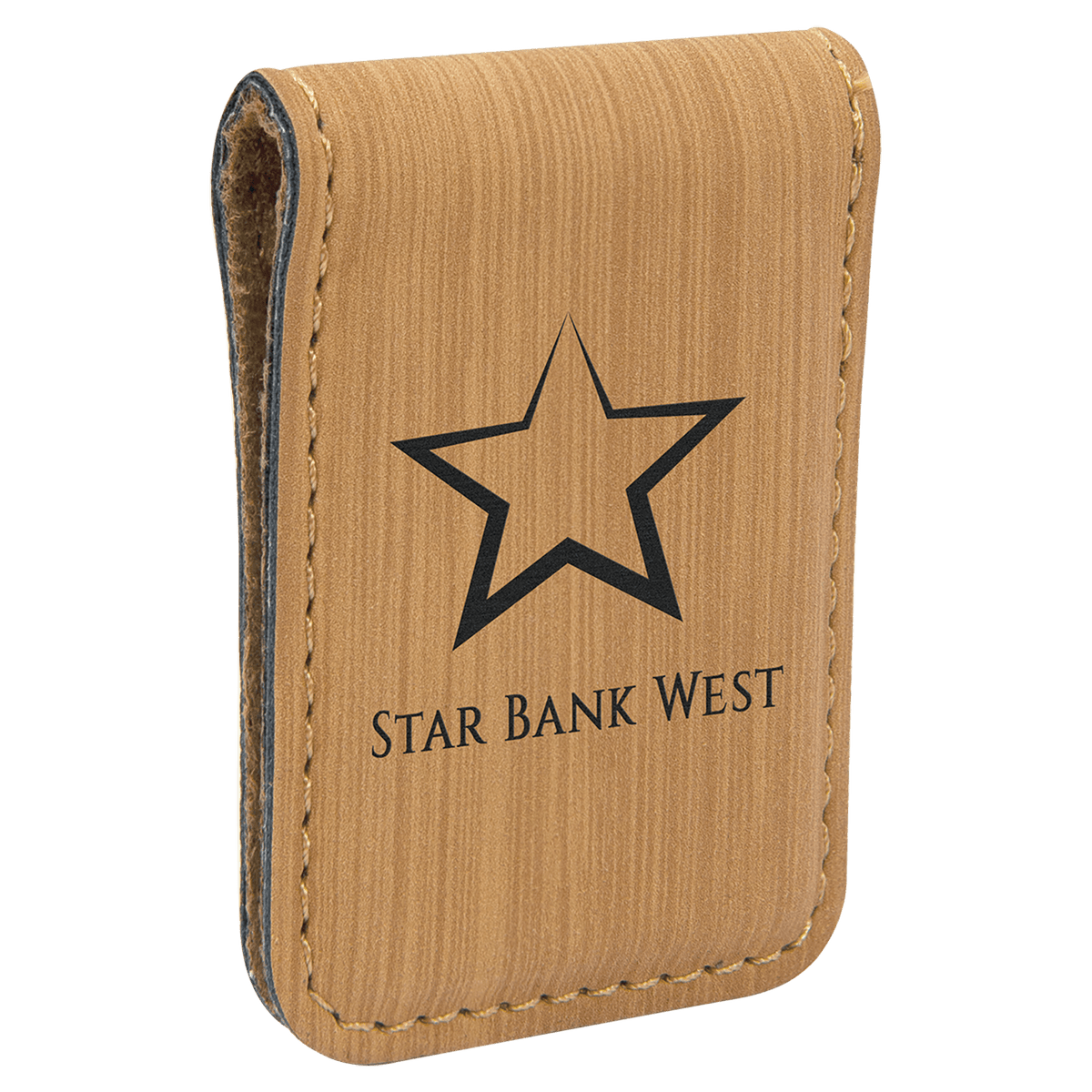 Bamboo Laserable Leatherette Money Clip