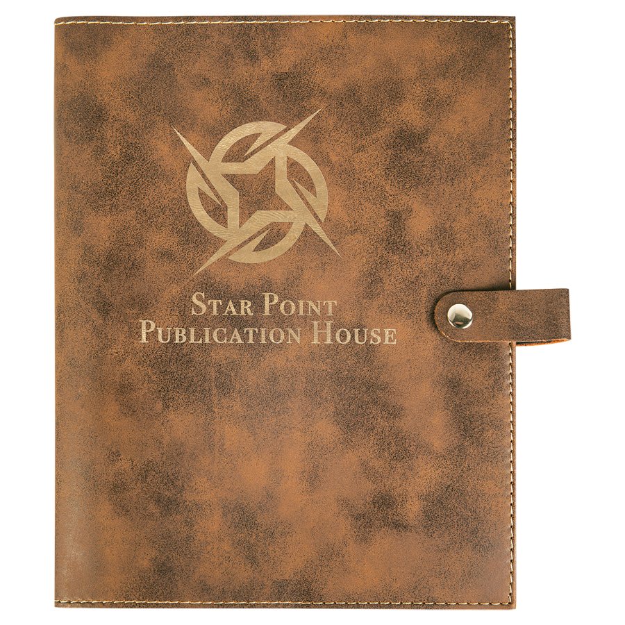 Rustic/Gold Leatherette Book Cover with Snap Closure