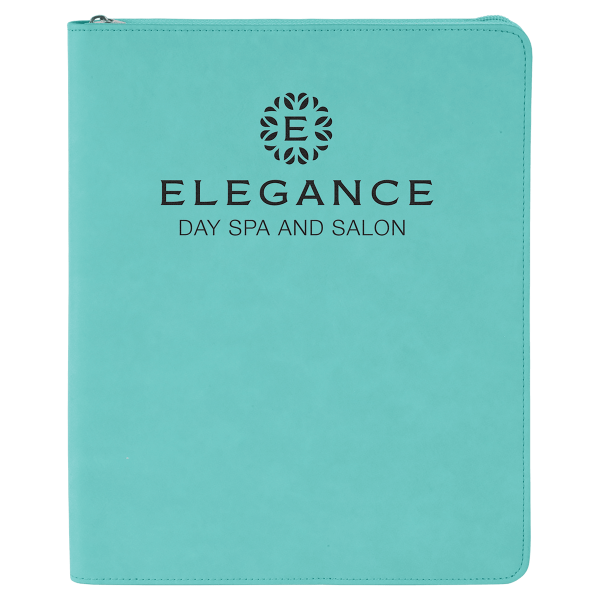 Teal Leatherette Portfolio with Zipper & Notepad