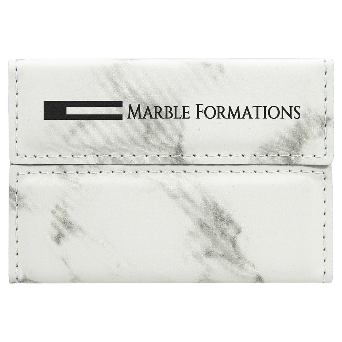 White Marble Leatherette Hard Business Card Holder