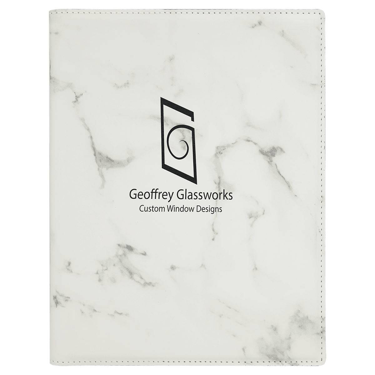 White Marble Small Leatherette Portfolio with Notepad