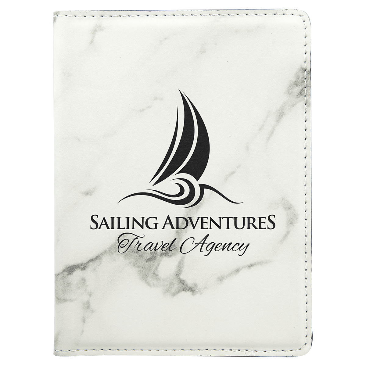 White Marble Leatherette Passport Holder