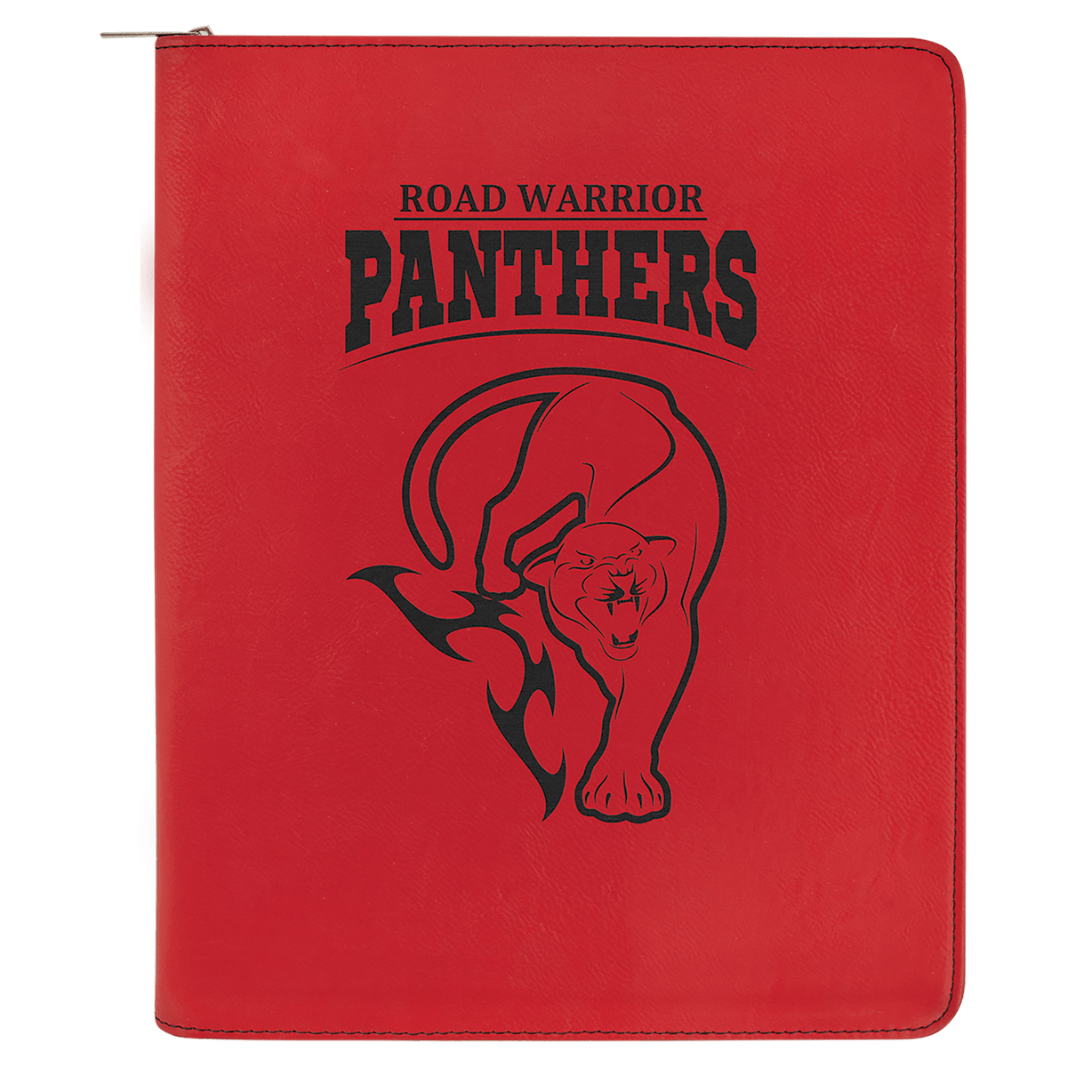 Red Laserable Leatherette Portfolio with Zipper and Notepad