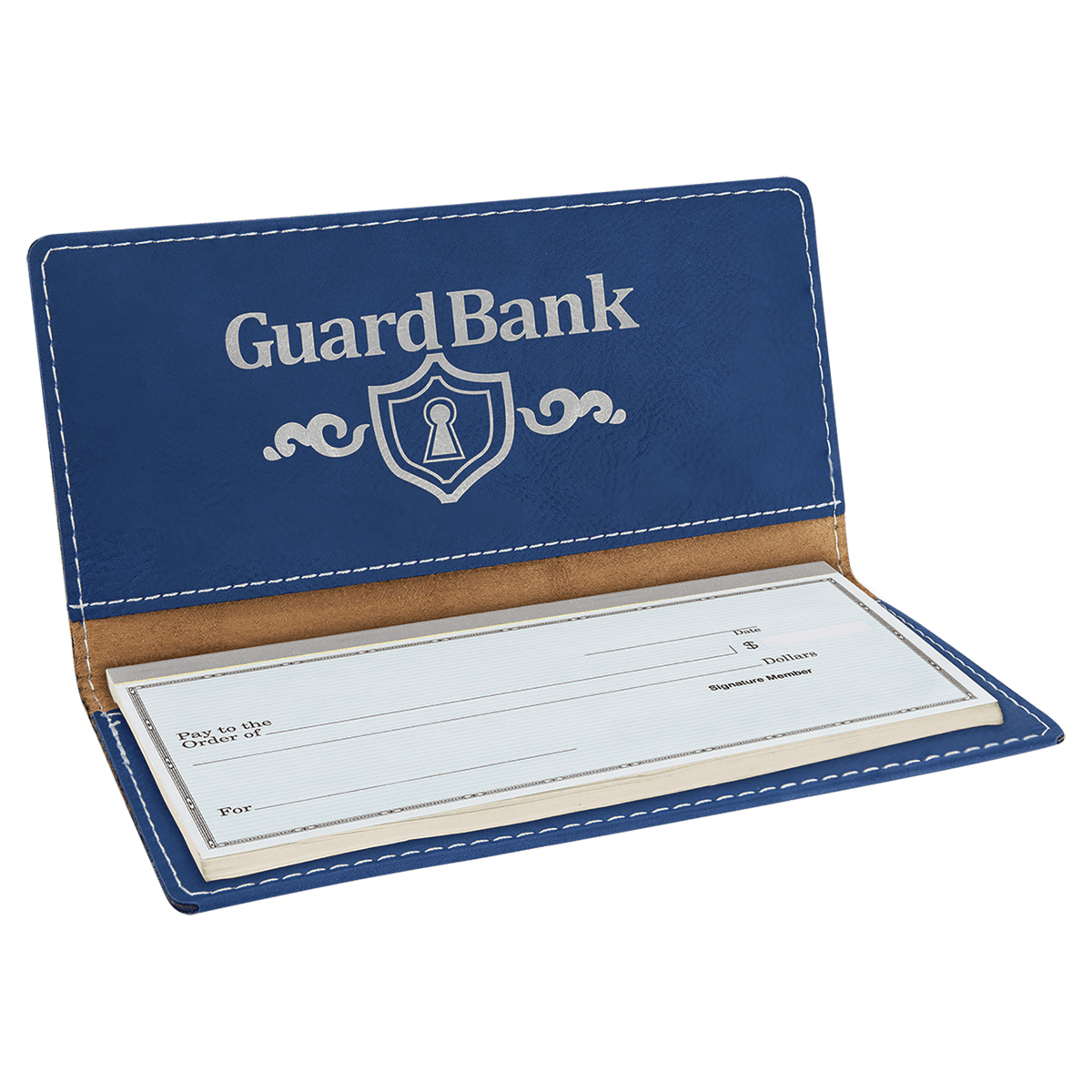 Blue/Silver Laserable Leatherette Checkbook Cover