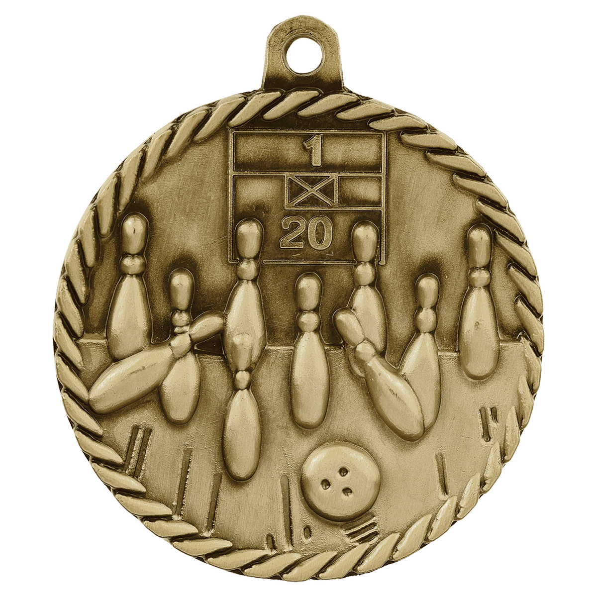 Bowling High Relief Medal-Gold