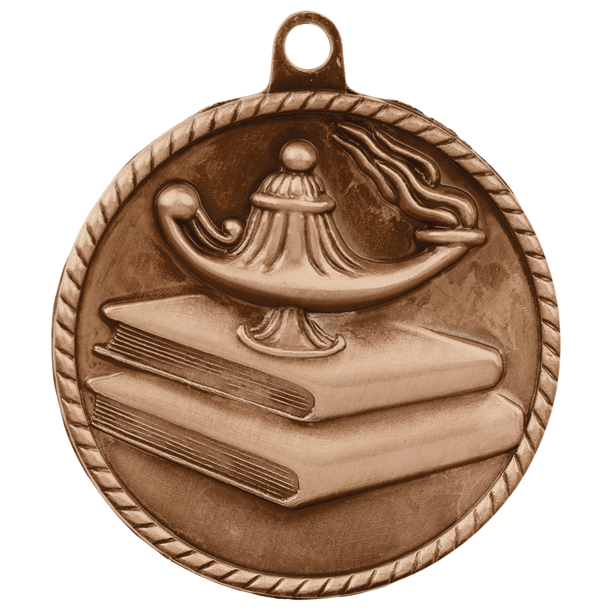 Lamp of Knowledge High Relief Medal-Bronze