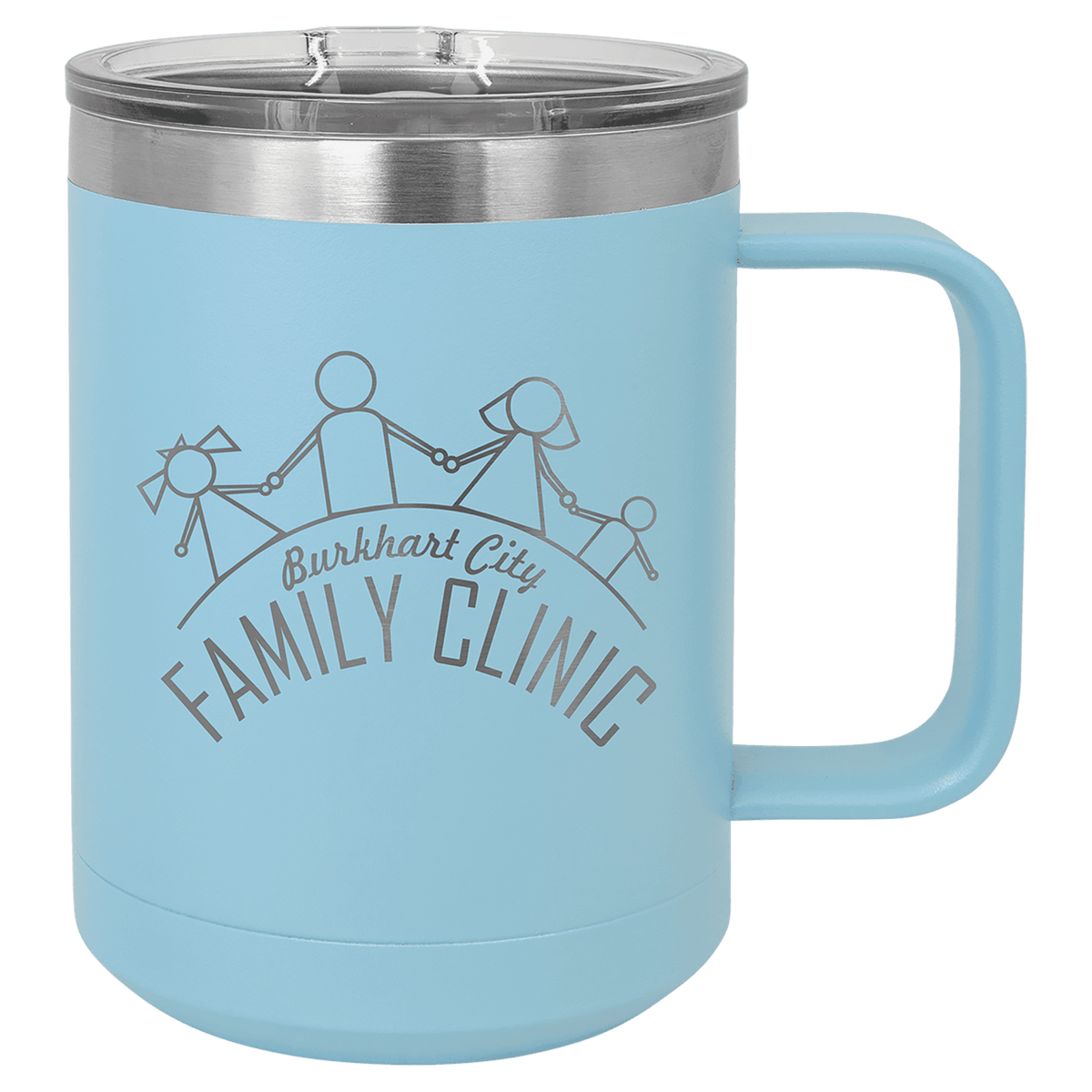 Light Blue 15 oz. Polar Camel Coffee Mug with Slider Lid