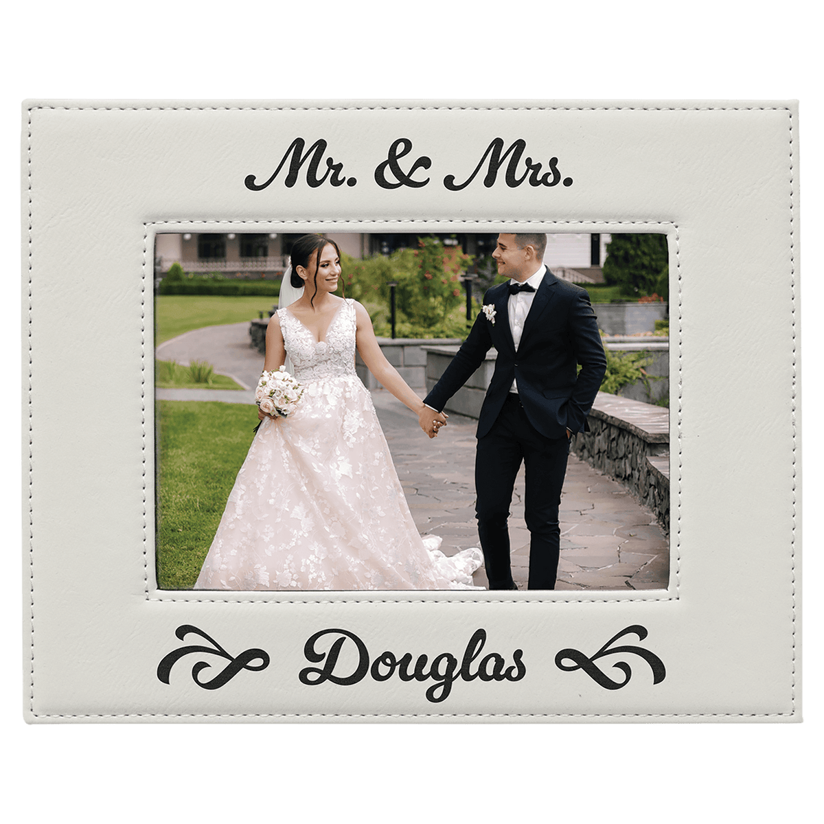White Leatherette 5x7 Photo Frame