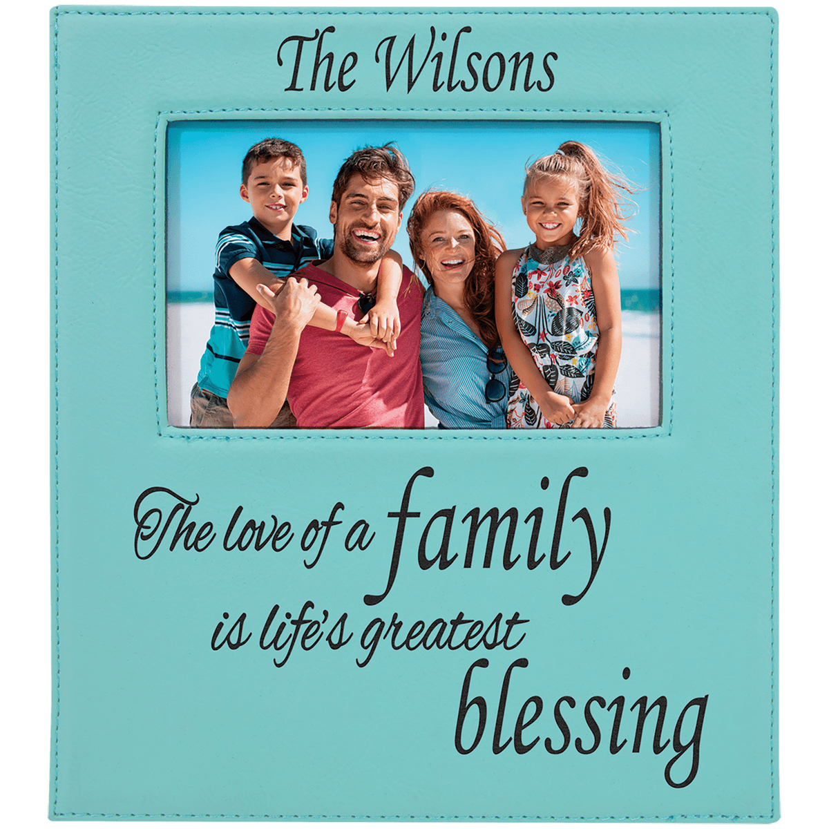 Teal 4" x 6" Leatherette Photo Frame with Engraving Area
