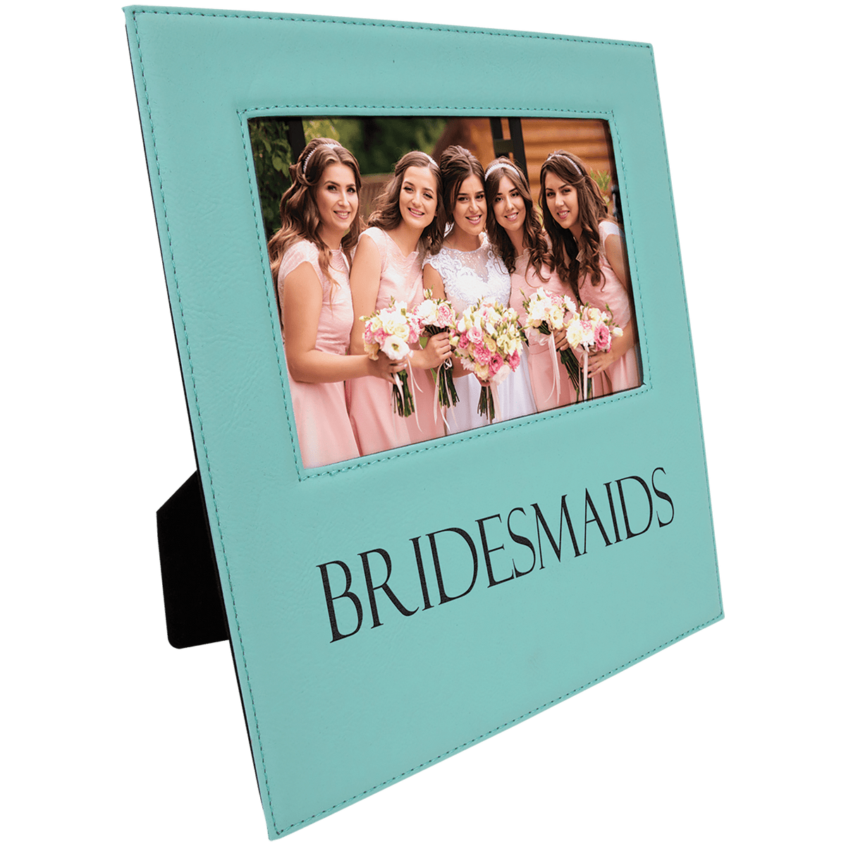 Teal 5" x 7" Leatherette Photo Frame with Engraving Area
