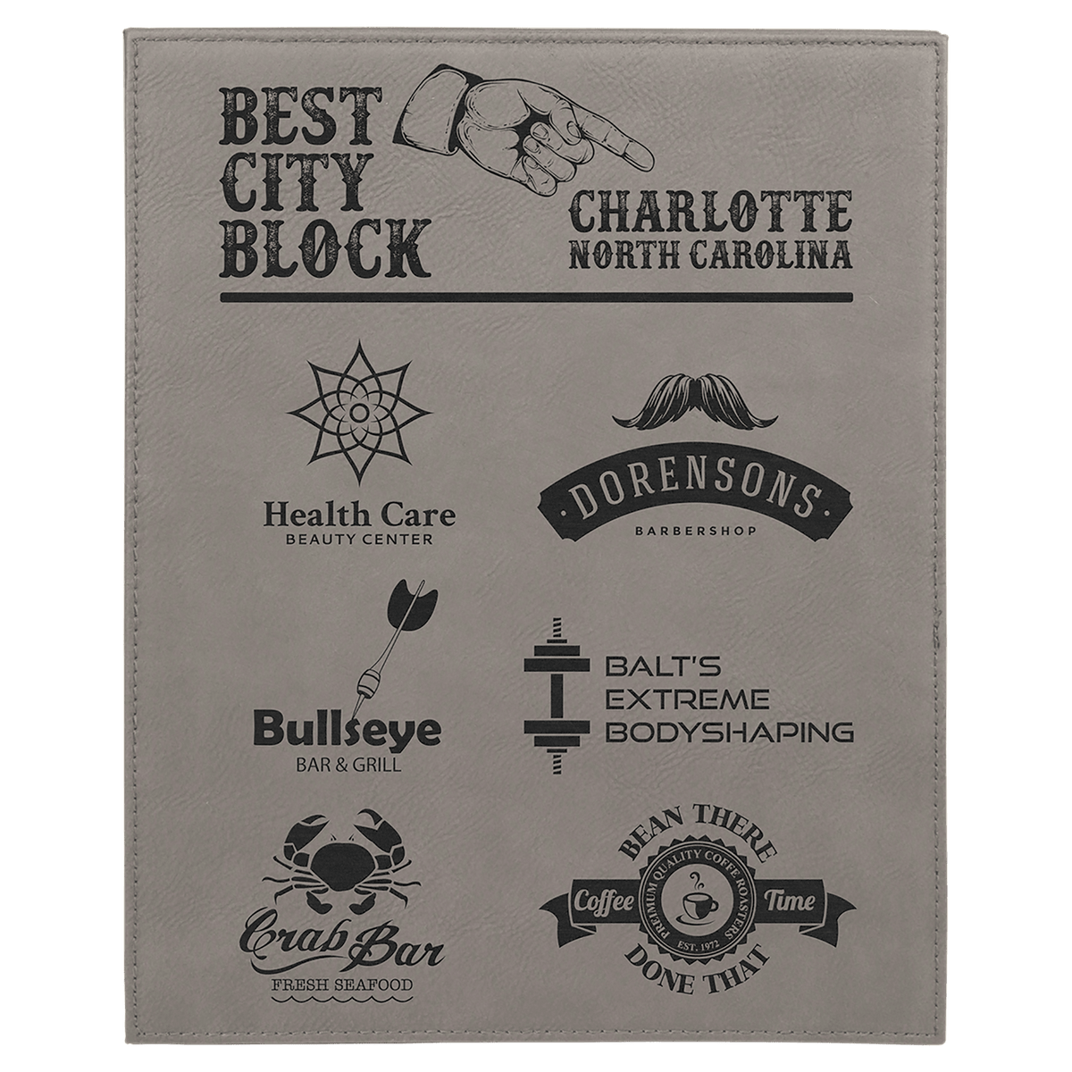 Gray 8" x 10" Laserable Leatherette Plaque