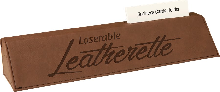 Dark Brown 10 1/2" Leatherette Desk Wedge with Business Card Holder