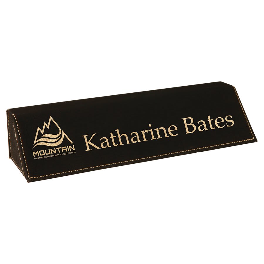 Black/Gold 8 1/2" Leatherette Desk Wedge
