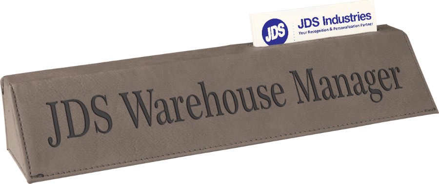 Gray 10 1/2" Leatherette Desk Wedge with Business Card Holder
