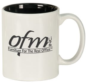 White/Black 11 oz. Round Ceramic Mug