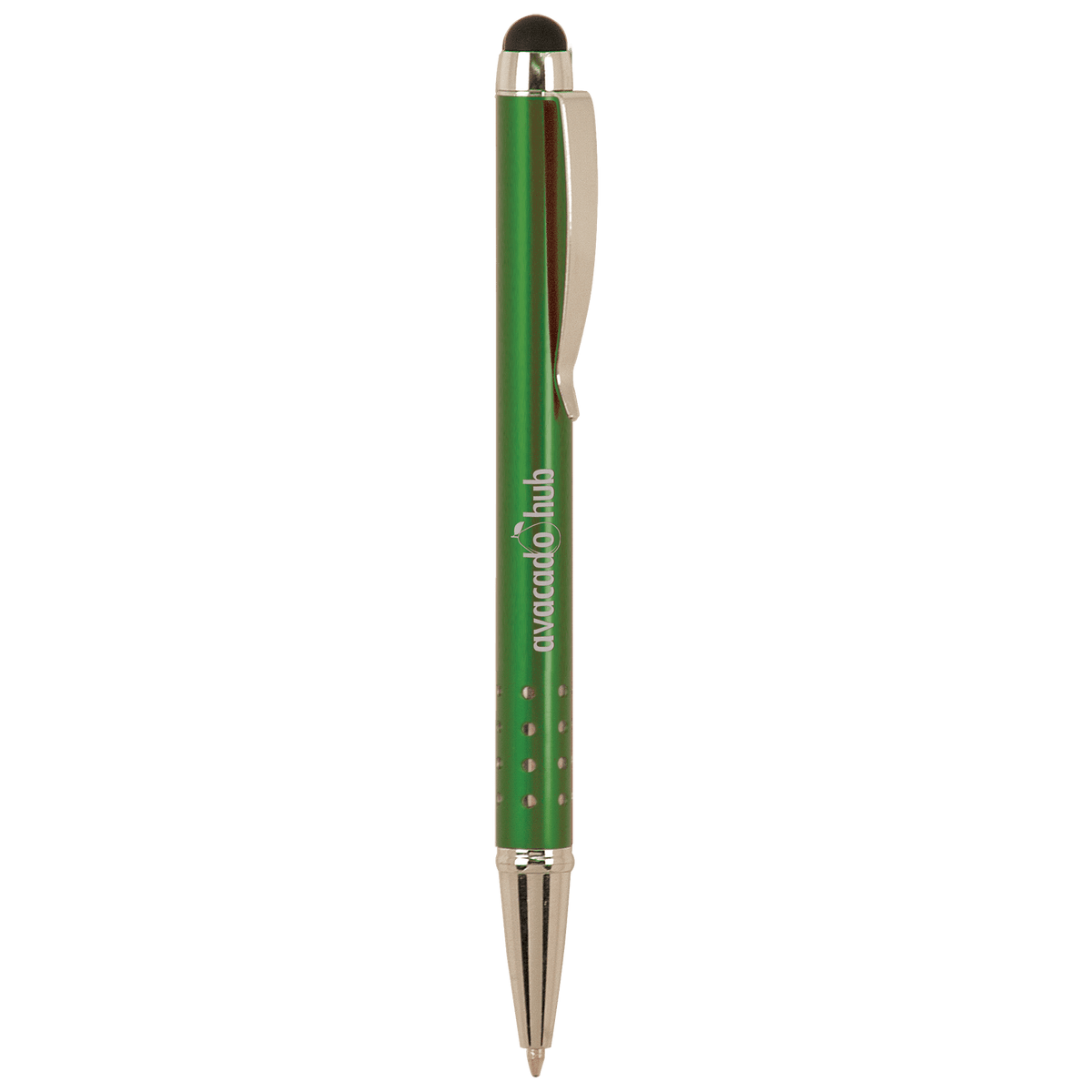 Gloss Green Ballpoint Pen with Stylus & Silver Trim