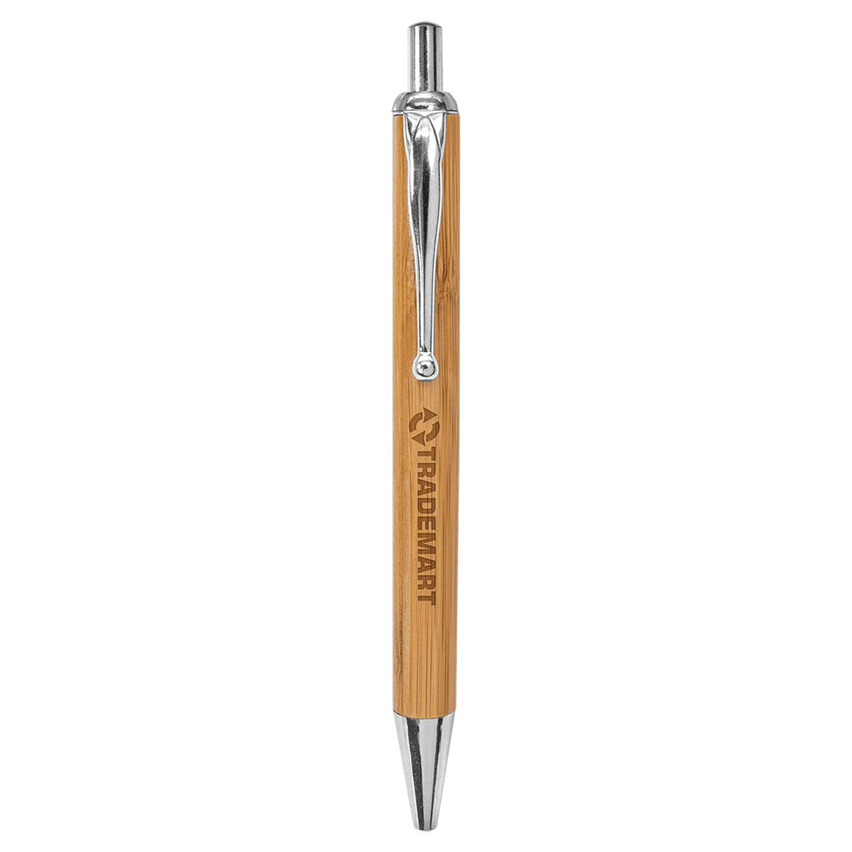 Genuine Bamboo Ballpoint Pen with Silver Trim