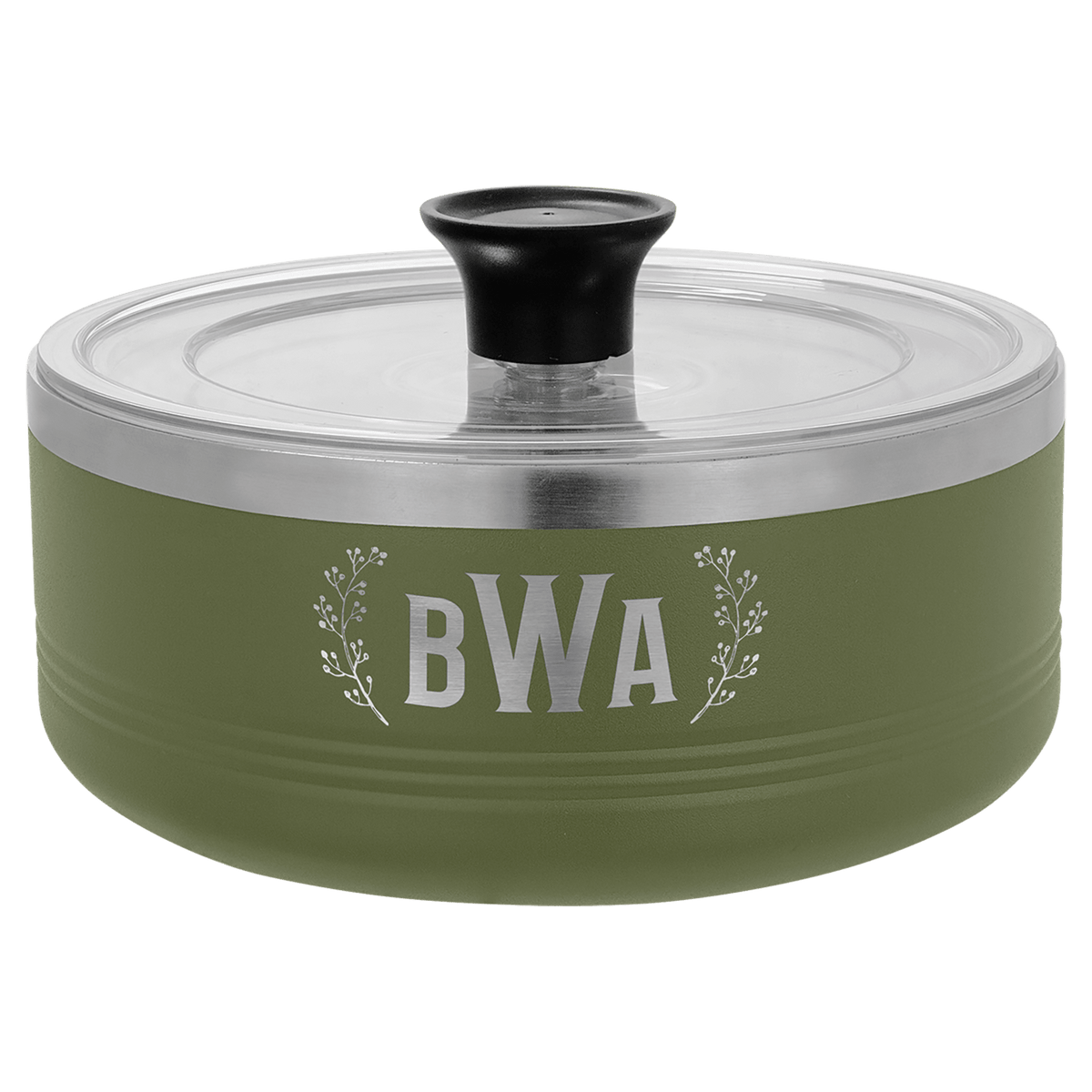Olive Green Polar Camel 1.25 Quart Serving Bowl with Lid
