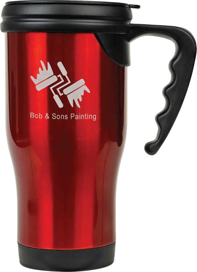 16 oz. Gloss Red Travel Mug with Handle