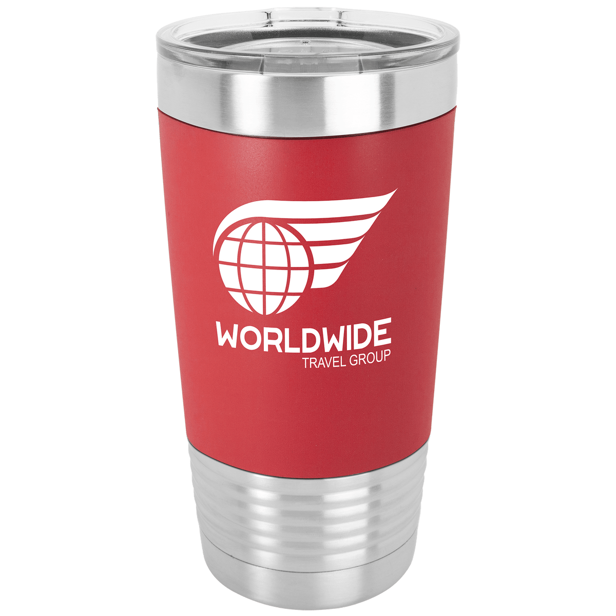 Red/White 20 oz. Polar Camel Tumbler with Laserable Silicone Grip