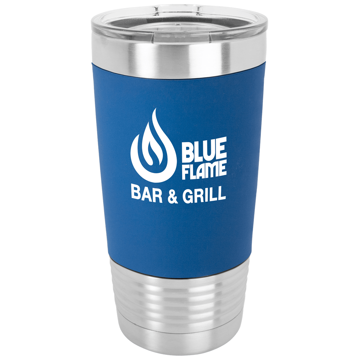 Blue/White 20 oz. Polar Camel Tumbler with Laserable Silicone Grip