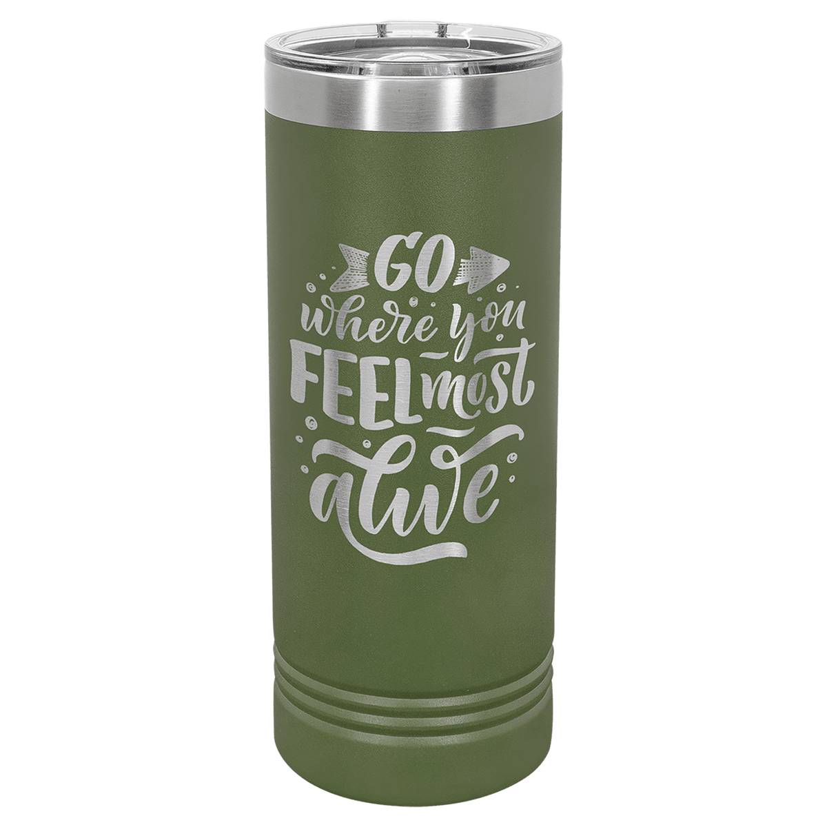Olive Green 22 oz. Polar Camel Skinny Tumbler with Slider Lid