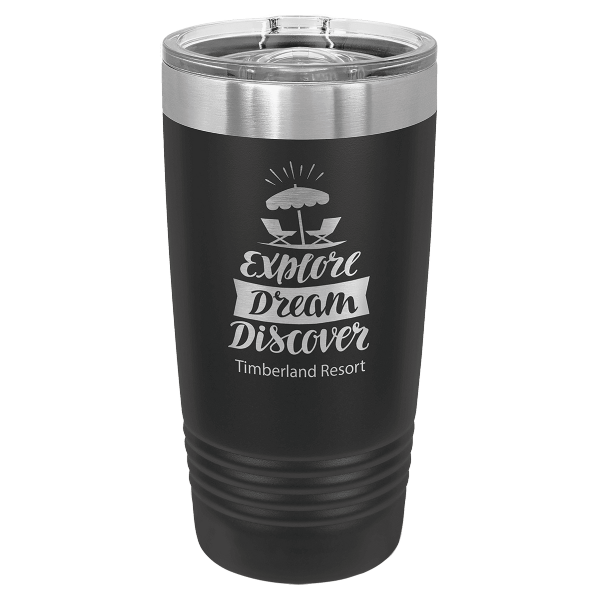 Black with Silver Ring 20 oz. Polar Camel Ringneck Tumbler with Slider Lid