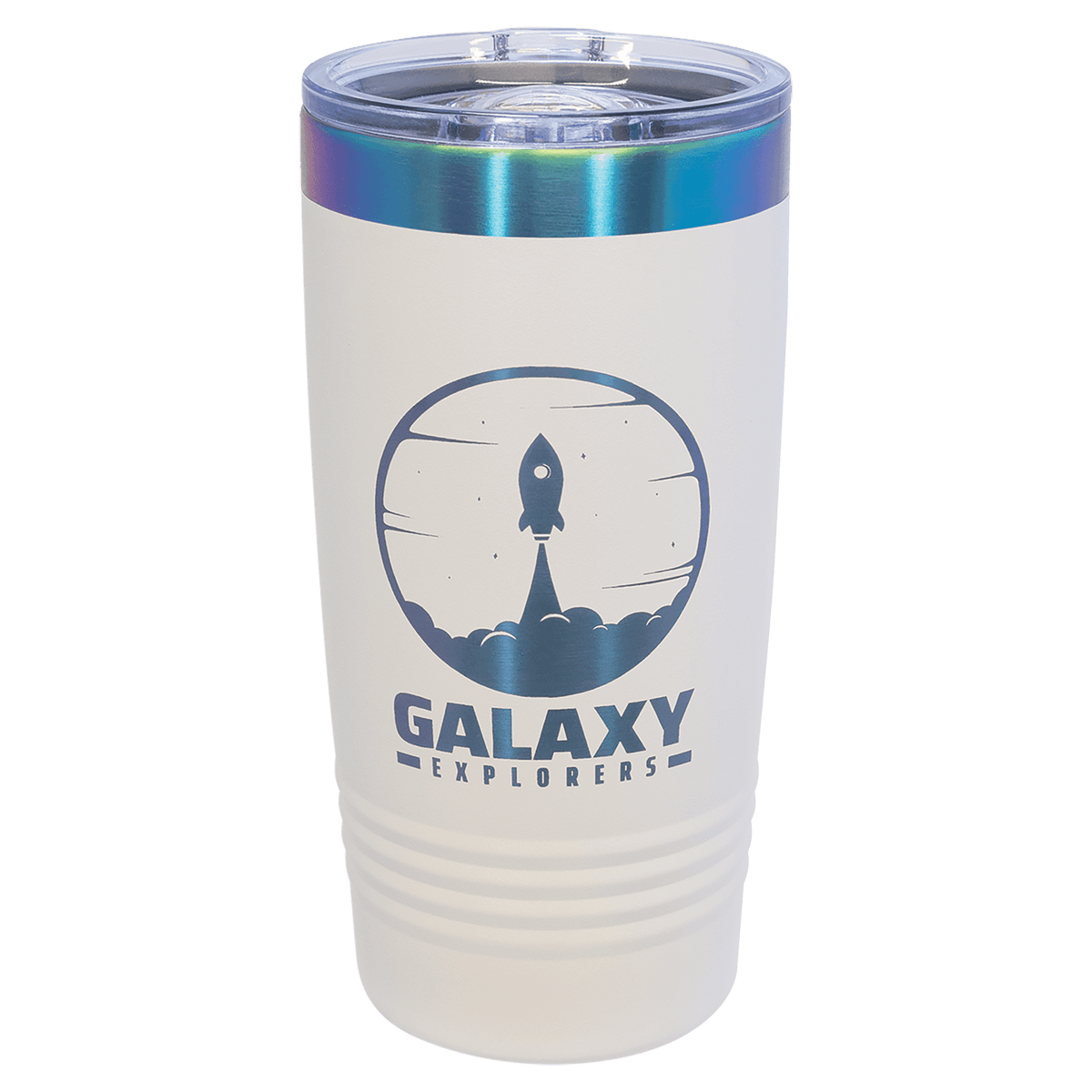 Polar Camel 20 oz. White/Prism ION-Plated Tumbler with Slider Lid