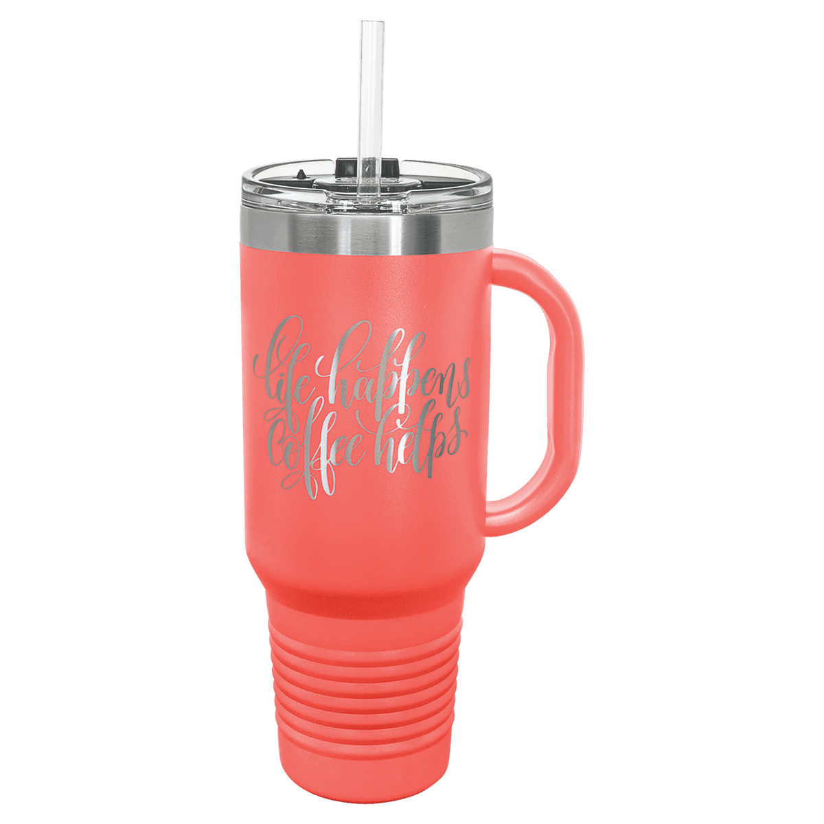 Coral Polar Camel 40 oz. Travel Mug with Straw and Snap Lid