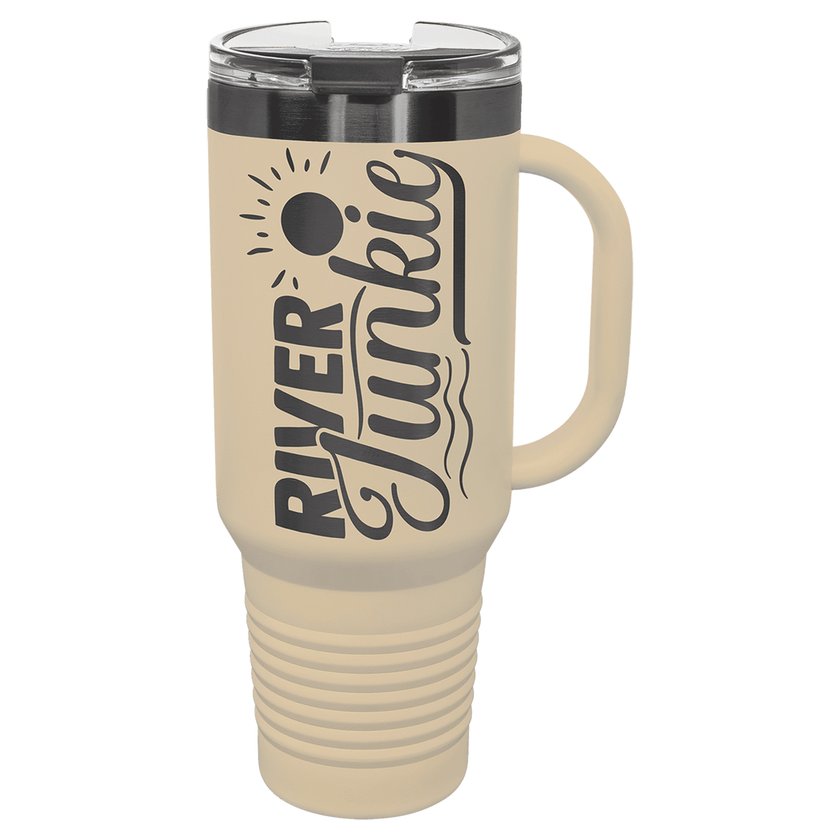 Polar Camel 40 oz. Warm Sand/Ghost Black ION-Plated Travel Mug with Straw