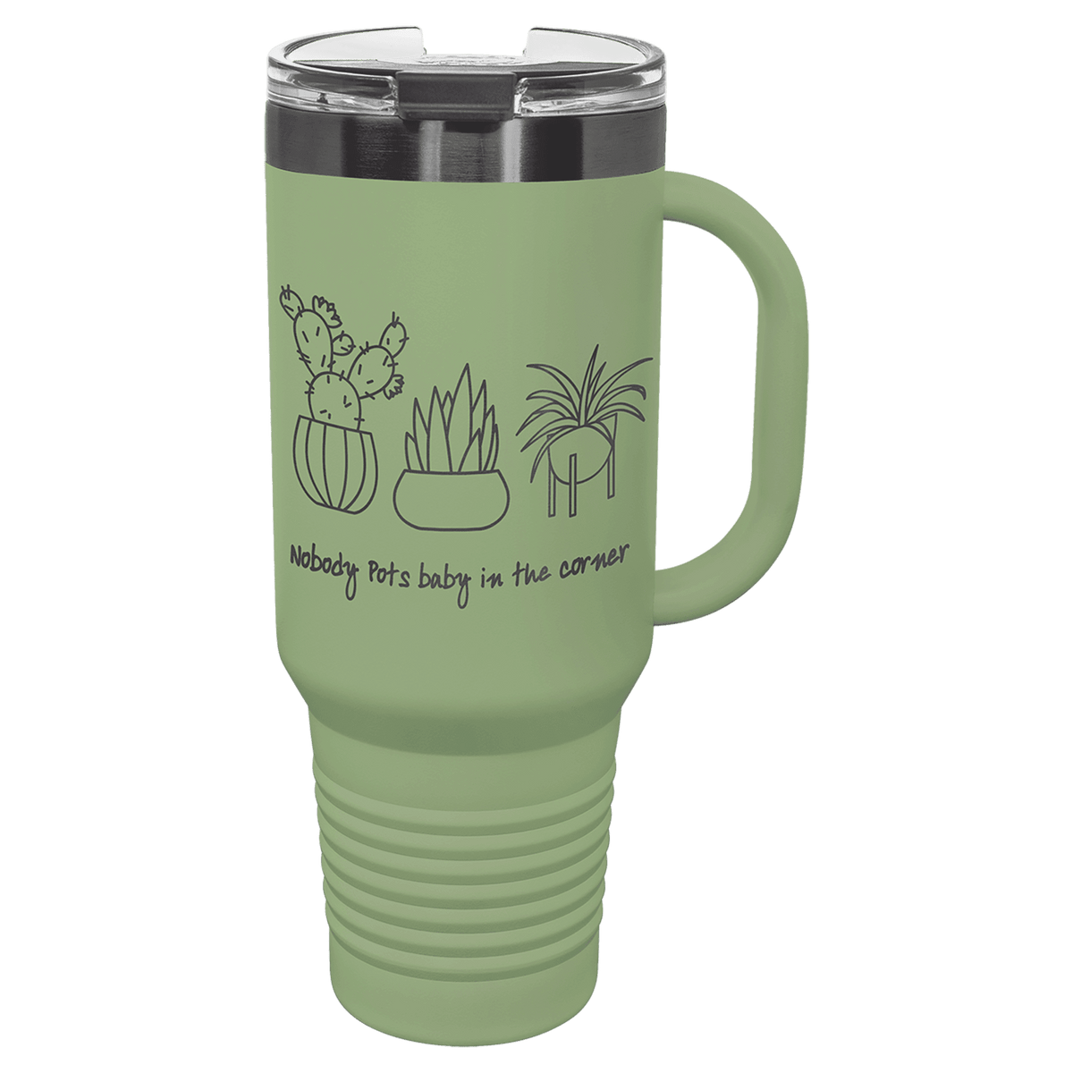 Polar Camel 40 oz. Summer Sage/Ghost Black ION-Plated Travel Mug with Straw
