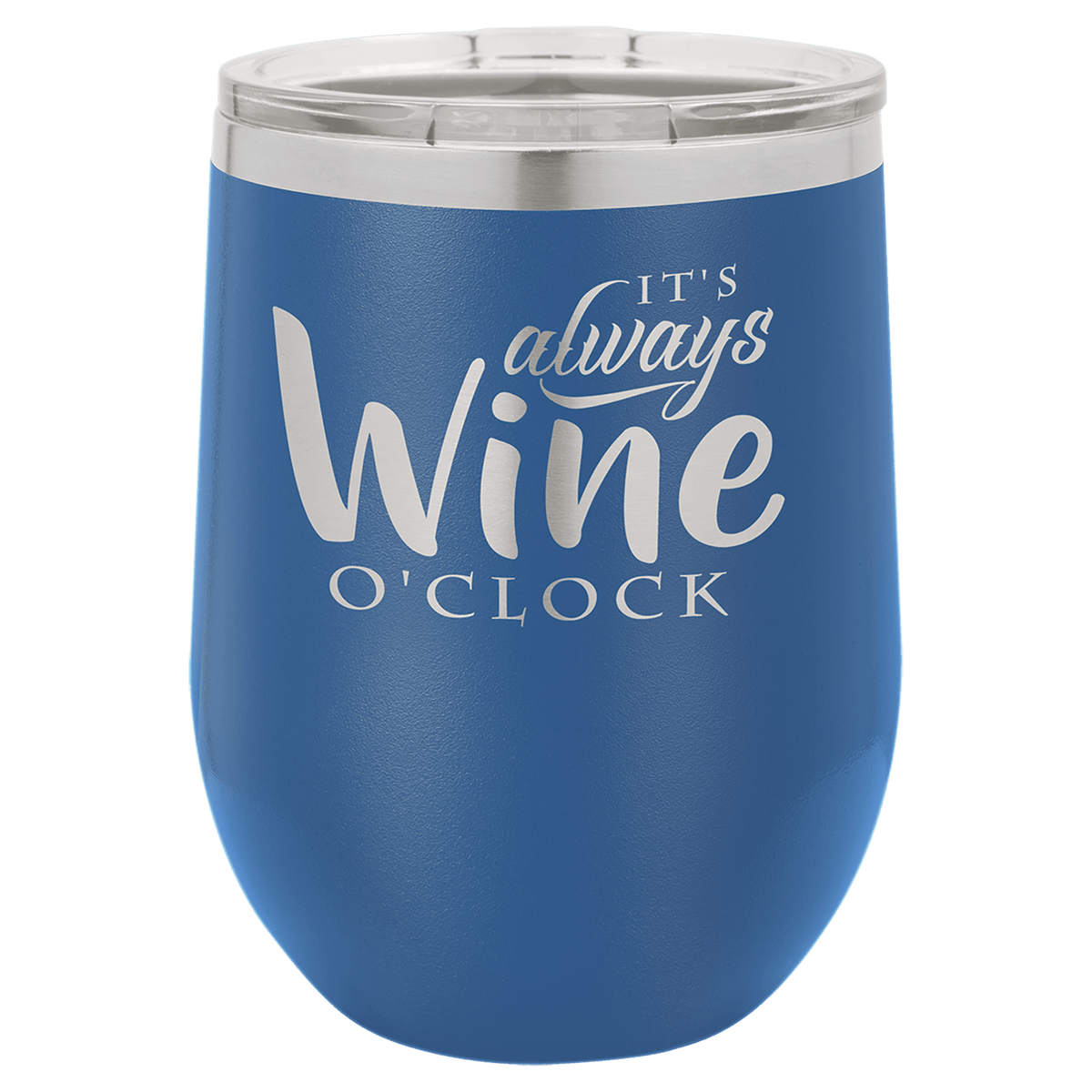 Royal Blue 12 oz. Polar Camel Stemless Wine Glass with Clear Lid