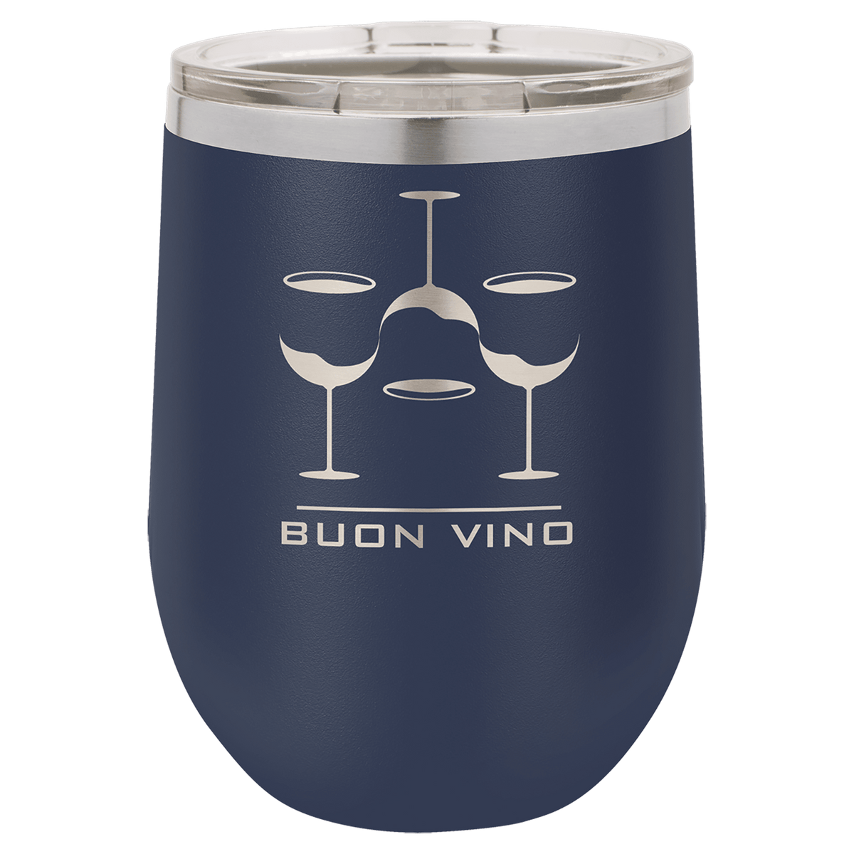 Navy Blue 12 oz. Polar Camel Stemless Wine Tumbler with Clear Lid